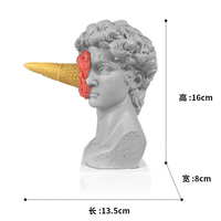 Art populaire résine artisanat moderne grec sculpture crème glacée david résine ornement célèbre figure statue décor à la maison pour les cadeaux