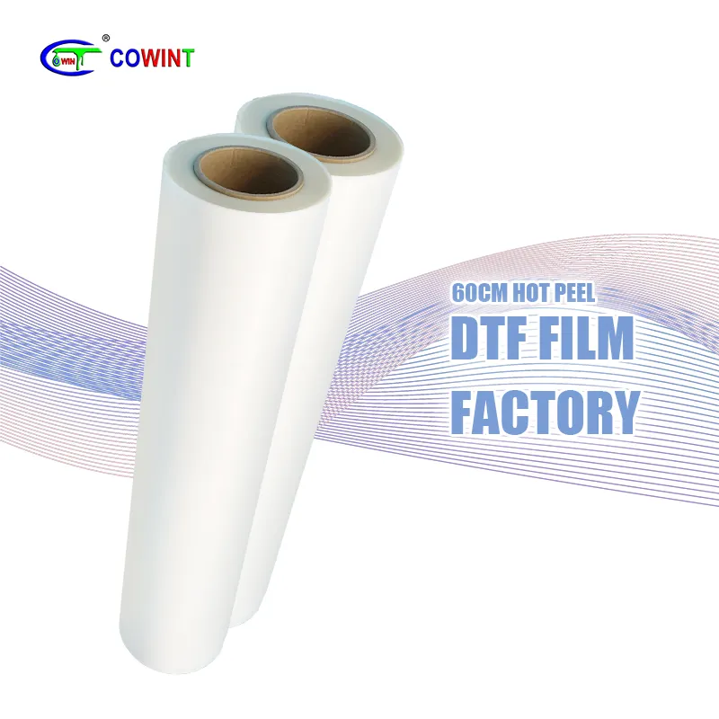 Cowint hierro en papel de transferencia DTF y serigrafía rollo de película para mascotas película de transferencia de calor de inyección de tinta para papel de transferencia térmica de prendas