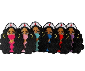 2025 the New Hot Cartoon Embroidery Clothing Decoration Black Girl Cancer Nurse Patch Iron On Patches Large - Product Image 1