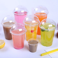 Gobelets en plastique PP carrés à double paroi biodégradables jetables personnalisés avec couvercles pour thé au lait à bulles, yaourt, milkshake, boissons