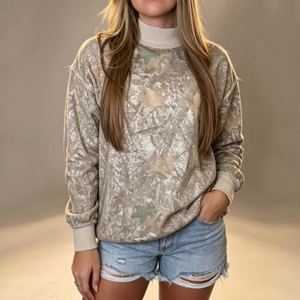 Sweat-shirt personnalisé pour femme, col montant, imprimé camouflage jungle sur toute la surface, luxe hiver, coupe oversize, 180g - Product Image 1