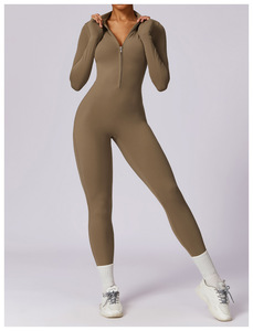Body Une Pièce à <span class=keywords><strong>Manches</strong></span> <span class=keywords><strong>Longues</strong></span> Zippé pour <span class=keywords><strong>Femme</strong></span> Sexy avec Logo Personnalisé, Combinaison de Sport pour GYM, Fitness, Yoga, et Tenues Décontractées - Product Image 6