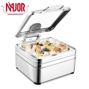 Plato de frotamiento de lujo de 9L con marco redondo de acero inoxidable para comida GN <span class=keywords><strong>la</strong></span> <span class=keywords><strong>restaurante</strong></span> de cafetería para Buffet - Product Image 5