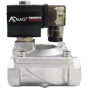 วาล์วนิวเมติก Aomag 1 นิ้ว สแตนเลส โซลินอยด์วาล์ว NPT สำหรับน้ำ อากาศ เชื้อเพลิง วัสดุ Viton แบบปิดปกติ สำหรับใช้งานกลางแจ้ง - Product Image 1