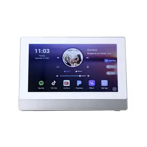 T Wifi Blue-tooth Wall Mount Amplifier With Tuya 7 Inch Touch Screen Smart Home Two Zone Multi Room Music System In Wall Amplif