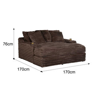 أريكة ثابتة من جي إس مع منافذ شحن يو إس بي، قماش كوردوروي، وسادتان، حاملات أكواب، أثاث غرفة المعيشة - Product Image 6