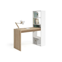 Bureau d'ordinateur en bois en forme de L avec cinq étagères de présentation et de rangement pour le mobilier de bureau à domicile