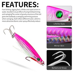 Micro-jig 7g-17g avec hameçon assisté à plumes et hameçon triple, jigs métalliques holographiques dorés, <span class=keywords><strong>leurre</strong></span> de <span class=keywords><strong>finesse</strong></span> pour brochet et poisson-soleil - Product Image 4
