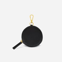 Vente en gros, sangle réglable, pochette Airpod en cuir de vache et pochette portefeuille, ensemble de pochettes rondes pour pièces de monnaie