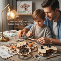 Kit de drone RC en bois, jouets éducatifs STEM à construire avec fonction 360° °   Quadricoptère 2.4G pour enfant avec figures acrobatiques, maintien d'altitude et retour automatique