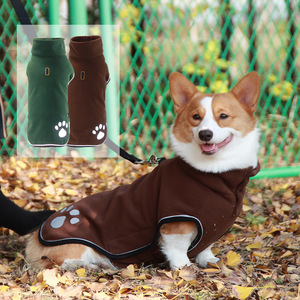 Sudadera con Capucha de Forro Polar para Perro, Color Café Oscuro y Verde Oscuro, Impermeable, para Invierno, Primavera y Otoño, Talla Mediana, Ropa para Mascotas Corgi - Product Image 1