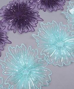 LS869 Renda de Organza com Bordado de Flor Grande de 19cm, Acessórios de Vestuário DIY com Borda de Lantejoulas - Product Image 1