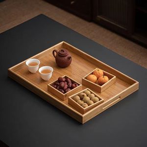 Bamboo <b>Tea</b> <b>Tray</b> Set With Snacks And Dried Fruit For Indoor Use 7 Piece Wooden Serving <b>Trays</b> - Product Image 3