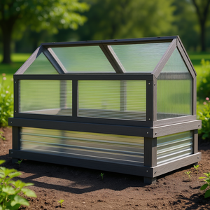 Serre en bois à couvercle en polycarbonate pour la protection des semis et la culture sur surélevé, idéale pour le jardinage - Product Image 2