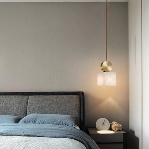 โคมไฟหินอ่อนธรรมชาติแบบหัวเดียว LED ทรงสี่เหลี่ยมทองแดง โคมไฟบาร์หรูหรา - Product Image 4