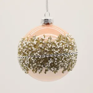 Nieuwe Ontwerp 8 Cm Zilver Wit Glas Bal Vogel Motief Decal Kerstboom Opknoping Decoratie