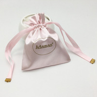 Pochette à bijoux en satin imitation soie avec cordon de serrage, logo personnalisé imprimé, sac de rangement de luxe pour boucles d'oreilles, bagues, colliers, cadeau