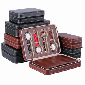 个性化多重皮革手表储物收集盒拉链盒