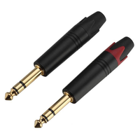 TS TRS colokan Audio lapis emas, colokan tembaga Stereo 6.35mm dengan kunci untuk gitar listrik Piano listrik