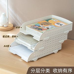 <b>Plastic</b> Document Organizer <b>Rack</b> Rectangle File Tray Standing Type PP Material Office Desk Storage Holder - Product Image 3