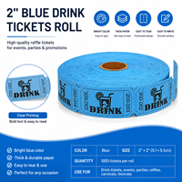 Rouleaux de tickets de boisson bleus 2x1 pouces, perforés numérotés, en papier épais sans impression au dos, 1000 tickets/rouleau