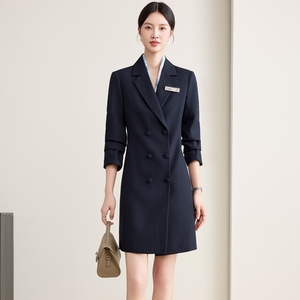 Women's Suit Set Long Coat Solid Color Polyester Anti-Wrinkle Workwear - Product Image 2