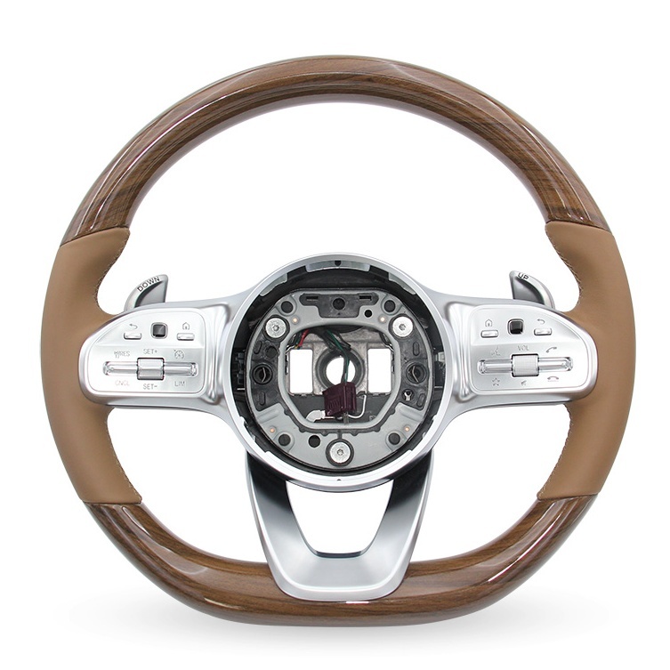 Custom Luxury Brown Wood Steering Wheel (Mercedes-Benz Fitment), photo 2