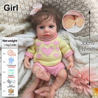 Poupée bébé fille réaliste en silicone de 12 pouces, peau douce et réaliste au toucher, sourcils peints à la main, corps entier, poupée nouveau-né pour jouer