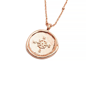 <span class=keywords><strong>Collana</strong></span> Gemnel con Ciondolo a Moneta e Bussola in Argento 925 Dorato, Stile Vintage Greco, Catena Sottile - Product Image 5