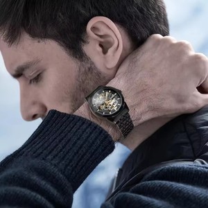 Orologi <span class=keywords><strong>da</strong></span> Uomo FORSINING Meccanici Scheletrati di Lusso con Movimento Automatico <span class=keywords><strong>Orologio</strong></span> Casual alla Moda con Cinturino a Trama <span class=keywords><strong>Legno</strong></span> - Product Image 4