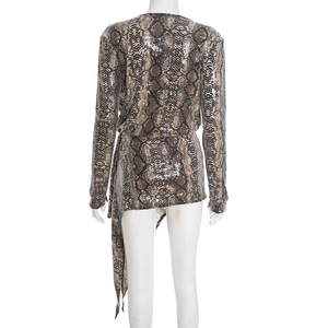 <span class=keywords><strong>Abito</strong></span> Mini Elasticizzato alla Moda <span class=keywords><strong>con</strong></span> Stampa, Scollo <span class=keywords><strong>Profondo</strong></span> a V, Maniche Lunghe, <span class=keywords><strong>Spacco</strong></span> e Cintura - Product Image 6