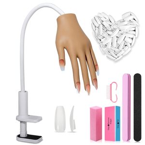 Main d'entraînement portable carrée en caoutchouc souple pour ongles en acrylique, avec capsules amovibles, main d'entraînement flexible pour la pratique du nail art - Product Image 1