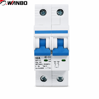 Wanbo-499 2P 600V DC 6kA Tipe A Inverter String PV Surya Gagang Biru DIN Rail Pemutus Sirkuit Miniatur DC