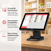 Terminal de point de vente tactile tout-en-un avec écran tactile de 15 pouces et base pliable, prix d'usine, pour petites entreprises