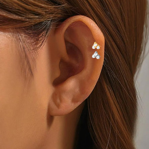 Titanium Lip <b>Stud</b> Butterfly Shape F136 Titanium Alloy Piercing Jewelry For Lip <b>Cartilage</b> <b>Studs</b> With Crystal Inlay - Product Image 3