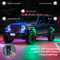 Luces LED RGBW de 12V y 25W para Camioneta JK, 8 Piezas, Control por Aplicación, Modelo HJ G6, Nuevo, para Reequipamiento/Actualización