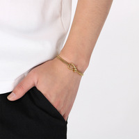 Bracelet cubain unisexe AFXSION tendance, design de niche, chaîne électroplaquée, en acier inoxydable, nœud d'amoureux, cadeau idéal