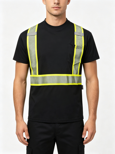 OEM 100% Polyester Moisture Wicking Birdseye Short Sleeve Color Reflective Hi Viz TShirt Worker Wear Men Safety T-shirt
