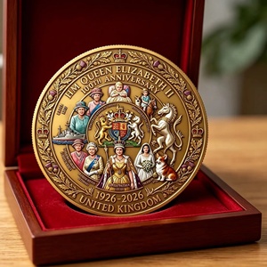 Pièce commémorative du 100e anniversaire de la reine <span class=keywords><strong>Elizabeth</strong></span> <span class=keywords><strong>II</strong></span> 1926-2026, pièce souvenir royale britannique avec couronne et Corgi, cadeau de collection - Product Image 1