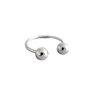 Women's <b>925</b> Sterling <b>Silver</b> Hight Fashion <b>Ring</b> Double Side Glossy Ball Small Big Finger Opne Cut <b>Rings</b> for Engagement Gift Party - Product Image 1