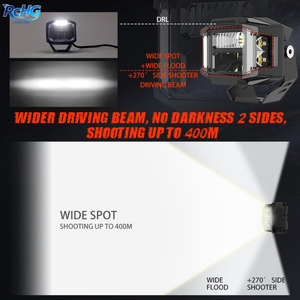 Nuevos Faros LED Cuadrados 4x4 para Camionetas con Luz Lateral, Pods LED Ámbar Transparente de 3 Pulgadas con DRL Ámbar 270. Lanzador Lateral de Haz - Product Image 3