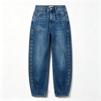 Jean Balloon Tendance pour Femme Taille Haute avec Détail Œillets Dorés 2026 Streetwear