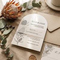 Conjunto de Invitaciones de Boda de Lujo |   Papel Perlado Plano Botánico Nativo Personalizado para la Marca DTC