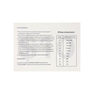 Billets de loterie à gratter personnalisés, dorure à chaud, impression offset, impression couleur, prix aléatoire - Product Image 3