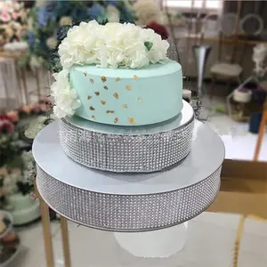 2023 New Sliver Shinny Beads Crystal Cake Plate Supplier Top Sale Cake Stand With Cheaper Price