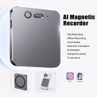 Enregistreur vocal IA intelligent ChatGPT-5 140 langues MINI avec transcription, dictaphone magnétique intelligent, clonage vocal IA, studio de narration d'audiolivres
