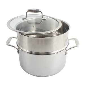 Dishwasher Safe <b>for</b> Gas and <b>Induction</b> Cookers Stainless Steel Soup <b>Pot</b> with Lid and Steamer Insert - Product Image 5