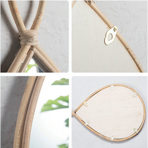 Teardrop Shaped Wicker <b>Wall</b> <b>Mirror</b> <b>Silver</b> Lens Framed Hanging Decorative <b>Mirror</b> For Living Room Bedroom - Product Image 2