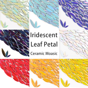 Azulejos de mosaico de cerámica de flor de pétalo de hoja iridiscente moderna, 3 tamaños, manualidades DIY para jarrones, arte de pecera y escalones - Product Image 4