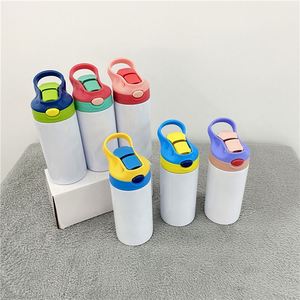 Nouvelle gourde de sport incassable de 12 oz pour enfants, à sublimation vierge, entièrement droite, avec pailles, diamètre identique en haut et en bas - Product Image 2
